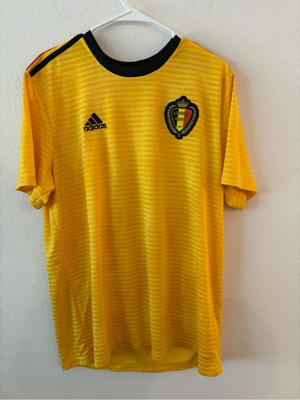 adidas 2018 World Men’s World Cup Yellow Belgium Football Jersey with Black Trim